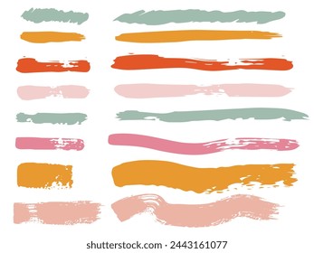 a set of brushes along with swatches. Texture brushes for highlighting, notes, drawing, accents. Vector design elements