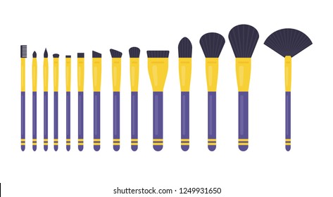 Set of brushes for applying makeup vector icon flat illustration isolated on white