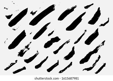 A set of brushes of black white, drawn with a hand