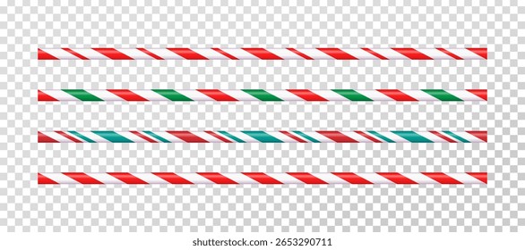 Conjunto de pincéis para Natal listrado bengalas figura quadros . Desenho de bengalas de doces de Natal listradas . Ilustração vetorial isolada no plano de fundo branco