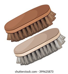 A set of brushes for clothes and shoes isolated on a white background. Vector illustration.