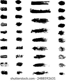 set of brushes, collection of black paint brush, strokes, brushes, lines. artistic design elements. Vector illustration. Isolated on white background