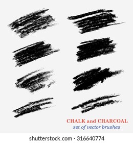 A set of brushes for design created with chalk and charcoal strokes. In the settings saved scale option unchanged.