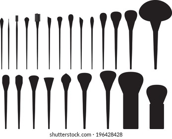 Set of brushes illustrated on white