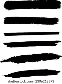 set of brushes isolated on white background, black ink vector illustration