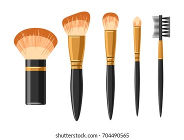 Set of brushes for make up. Illustration of object on white background in flat design style.