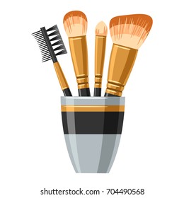 Set of brushes for make up. Illustration of object on white background in flat design style.