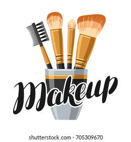 Set of brushes for make up. Illustration of object on white background in flat design style.