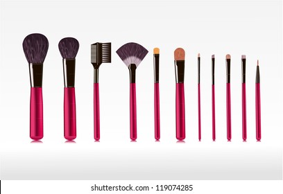 set of brushes for makeup isolated  vector