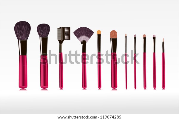 set of brushes for\
makeup isolated  vector