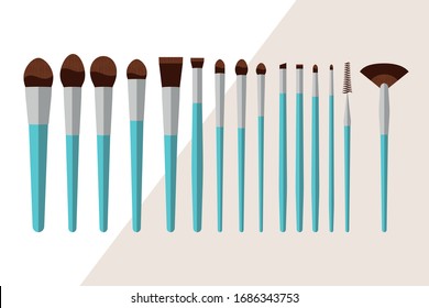 Set of brushes for makeup. Vector illustration.