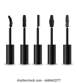 set of brushes mascara on white background vector illustration