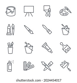 set of Brushes and Painting elements symbol template for graphic and web design collection logo vector illustration