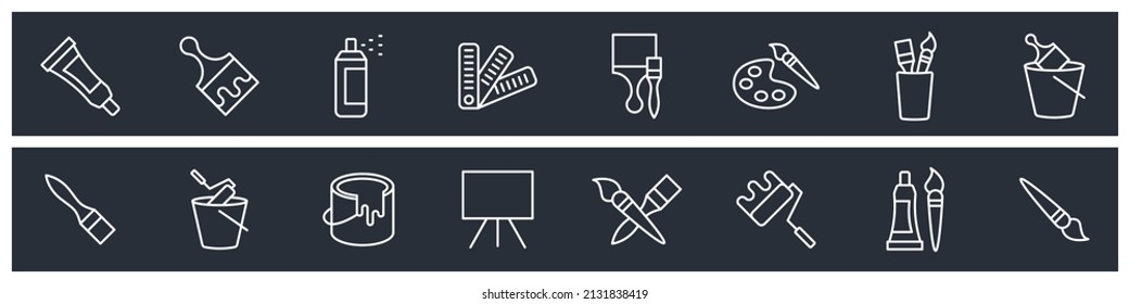 set of Brushes and Painting elements symbol template for graphic and web design collection logo vector illustration