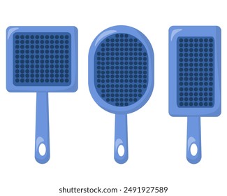 Set of brushes for pets, pet comb in flat style vector illustration