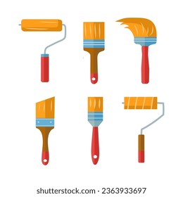 Paint brushes with colored paint in cup. 23675647 Vector Art at