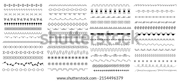 A set of\
brushes with simple decorative lines. Hand-drawn dividers for\
doodles, decorative pencil strokes. A set of elements of the border\
of the contour sign. Vector\
illustration