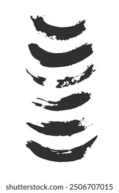 Conjunto de pinceles de trazos, rayas - ruidoso, tinta, sucio. Ilustración vectorial.