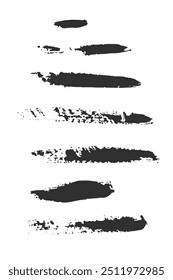 Conjunto de pincéis de traços, listras - barulhento, tinta, sujo. Ilustração vetorial.