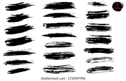 Set Brushstrokes Collection Vector Black Lines Stock Vector (Royalty ...