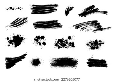 Un conjunto de pinceles. Colección de líneas negras vectoriales, para el diseño y la decoración de fondo, aisladas en un fondo blanco
