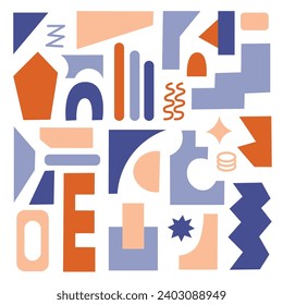 Set of Brutal abstract geometric shapes. Direction in architecture. Retro elements. Minimalist design. Flat illustration