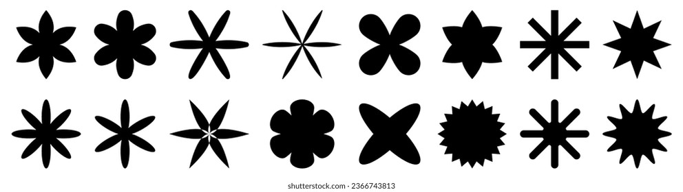 Set of brutalism figure shapes. Trendy geometric postmodern figures. Vector illustration isolated on white background
