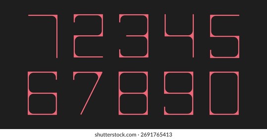 Conjunto de números de brutalismo de 0 a 9. Formas de patrón geométrico abstracto, diseño de Elementos de moda de Vector hecho de círculos, cuadrados, números para tarjeta, invitación, Fondo de pantalla, póster	