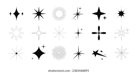 Set of brutalist Doodle Shapes, Geometric Forms. Bauhaus Minimalist Graphic Design Elements. Trendy Y2K .  Vector set of retro futuristic shapes, icons, basic figures, minimalist elements.