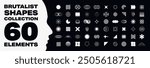 Set of brutalist elements icons. Modern geometric vector shapes for cards, flyers, poster, collages, web, advertisment.