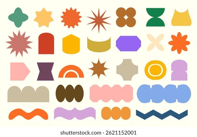 Set of brutalist geometric shapes. Modern swiss abstract graphic design elements. Trendy retro minimalist