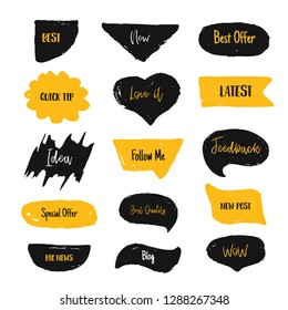 Set of bubbl banners with promotion words. trendy blogging words. Vector illustration