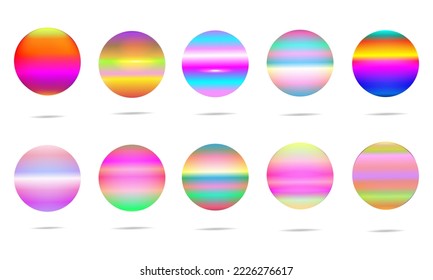 Conjunto de globo de burbuja pegatina gloso círculo arco iris brillo patrón de fondo abstracto ilustración vectorial