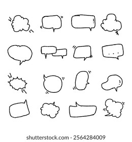 Set of bubble chat hand drawn illustration