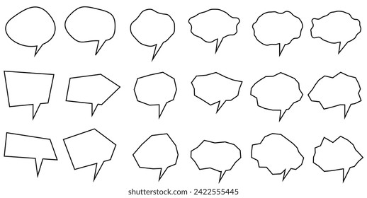 Set of bubble chat. Speech bubble, comic dialogue, line art. Speech bubble template collection. Vector illustration