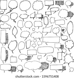 Set of Bubble Drawing illustration Hand drawn doodle Sketch line vector