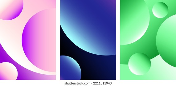 Set Bubble Gradient Background Pink, Blue and Green Color