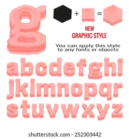 Set of bubble gum letters and bubble gum graphic style. You can apply this style to any fonts and objects, vector. EPS 10.