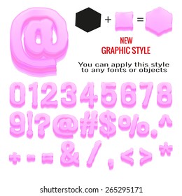 Set of bubble gum letters and bubble gum graphic style. You can apply this style to any fonts and objects, vector. EPS 10.
