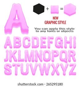 Set of bubble gum letters and bubble gum graphic style. You can apply this style to any fonts and objects, vector. EPS 10.