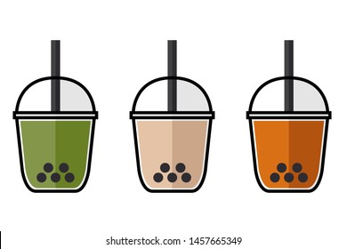 set of bubble milk tea illustration vector