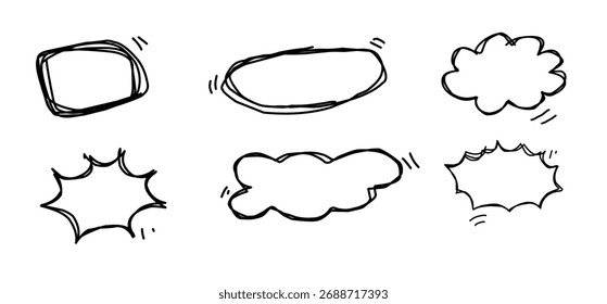 Conjunto de estilo de dibujo a mano de contorno de discurso de burbuja.eps