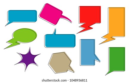 set of bubble speech quote box balloon talk illustration vector