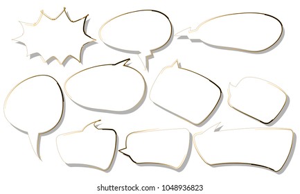 set of bubble speech quote box balloon talk illustration vector
