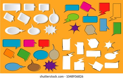 set of bubble speech quote box balloon talk illustration vector