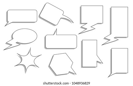 set of bubble speech quote box balloon talk illustration vector