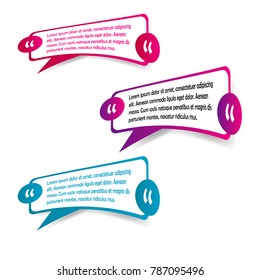 set of bubble speech quote box template illustration isolated background