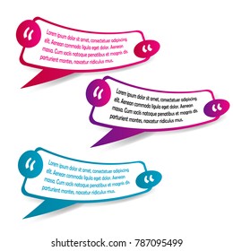 set of bubble speech quote box template illustration isolated background