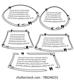 set of bubble speech quote box with black outline style design template