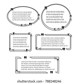 set of bubble speech quote box with black outline style design template